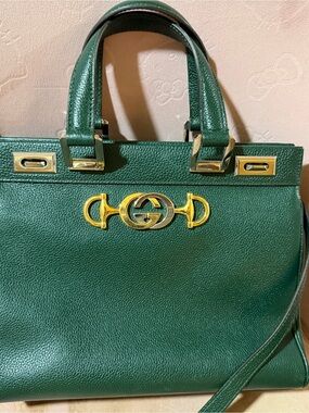 Gucci Emerald Green Leather Satchel with Gold Hardware